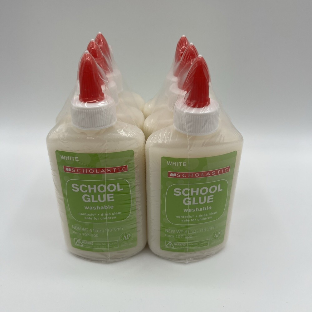 Scholastic School Washable Glue, 4 Oz 6 Pack
