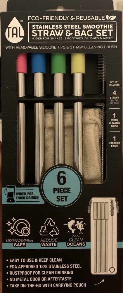 Tal Stainless Steel Straw And Bag Set