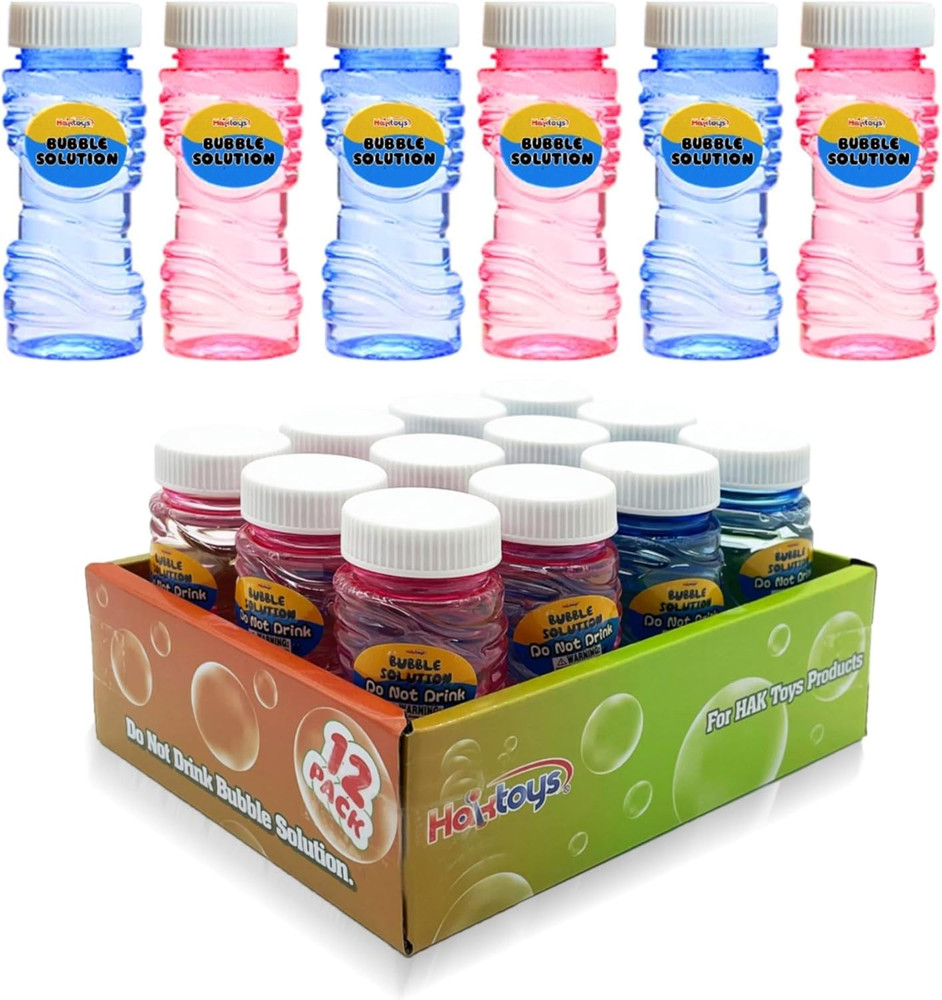 Bubble Gun Refill Solution Bottles (12 Pack of 2Oz Bottles) Compatible with Most