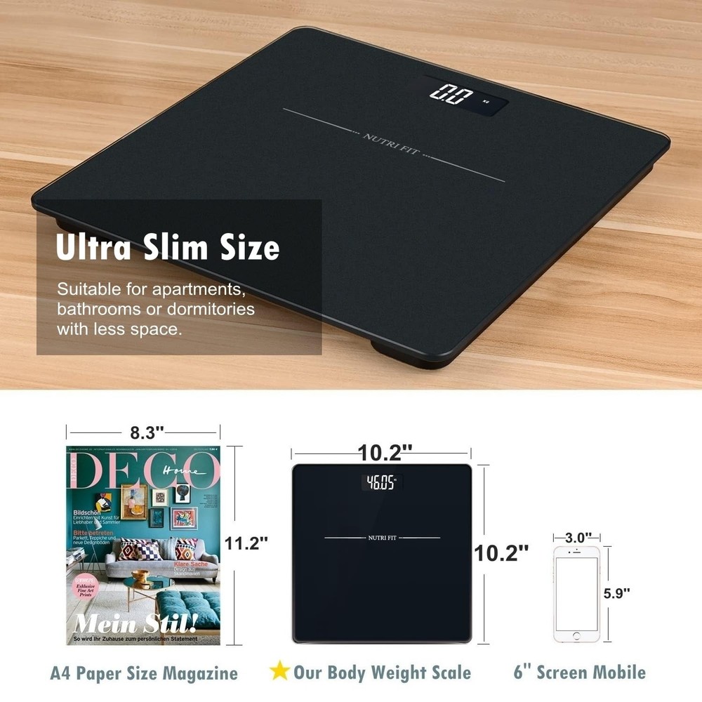 Digital Body Weight Bathroom Scale w/ Step-on Technology Battery Powered