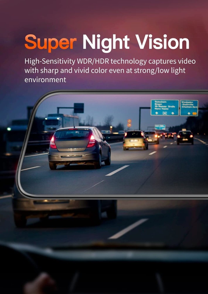 WOLFBOX Mirror Dash Camera 1080P MINI USB Front and Rear View Dash Cam