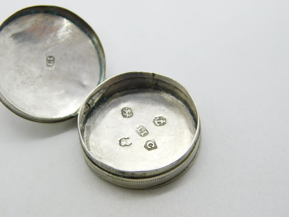 George III Sterling Silver Circular Patch Box Antique 1800 Birmingham