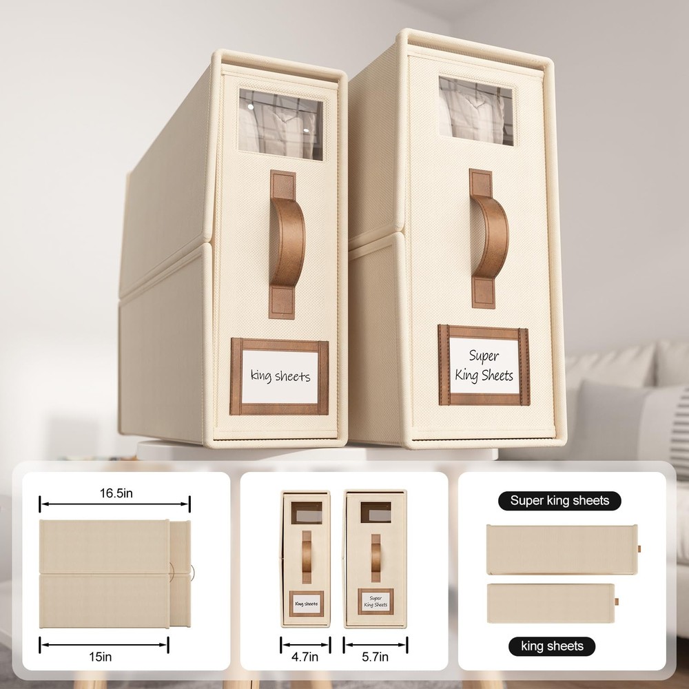 BigPonPon 4 Pack Foldable Bed Sheets Set Organizers and Storage