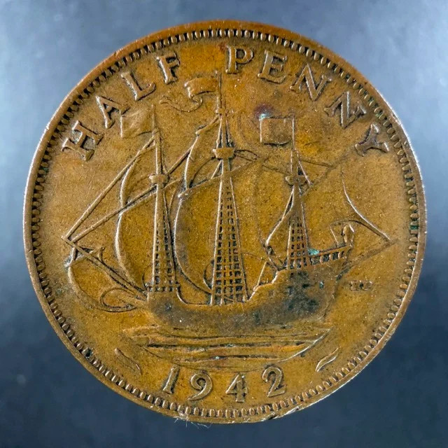 1942 Great Britain Half Penny George VI Strong Details