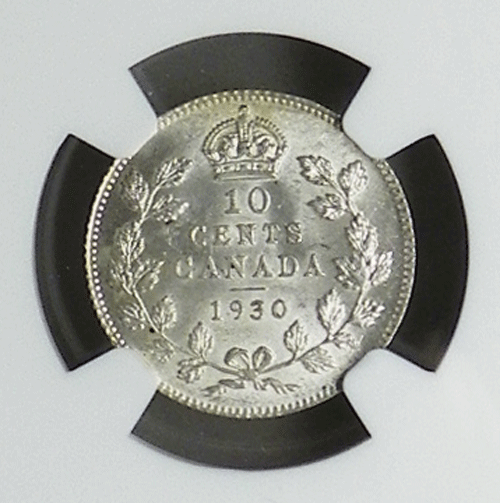 CANADA 1930 10 CENTS, NGC 62