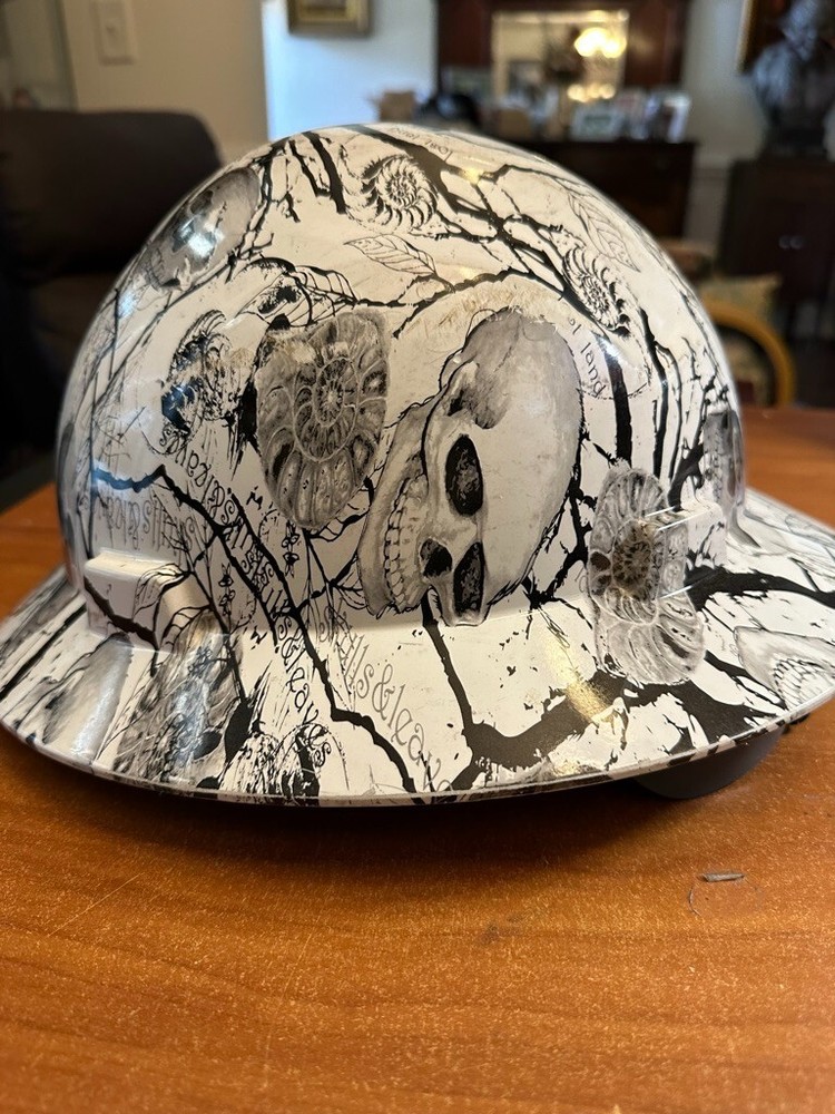 LANON Full Brim Hard Hat Adjustable FRP Safety Helmet Class C Skulls