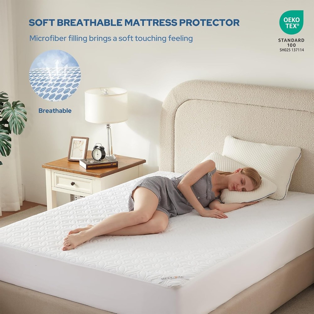 Queen Size Waterproof Mattress Protector, Soft & Washable with Deep Pockets