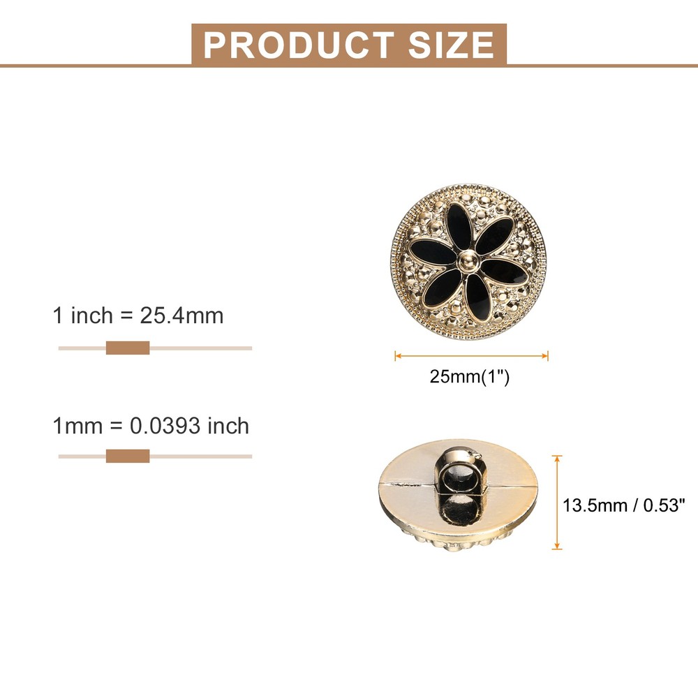 5pcs Gold Pearl Button 25mm 0.53" Thick Sewing Button Style Q
