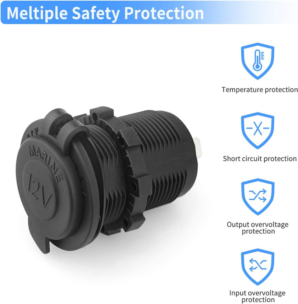 12V Car Cigarette Lighter Socket Waterproof and Dustproof Plug Socket for Car Tr