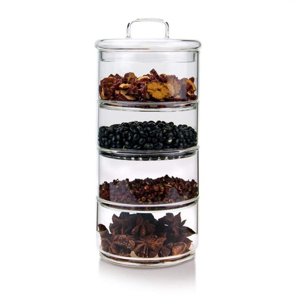 Cicano Glass Storage Jars with Lid,Multi-Tier Stackable Containers Kitchen Fo...
