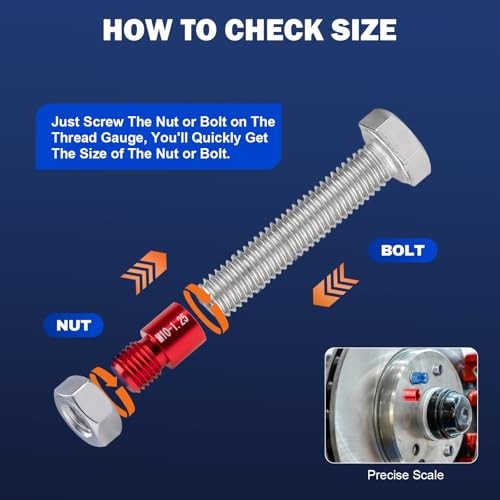 Thread Checker Set, 44 PCS Thread Gauges with 23 SAE Inch & 21 Metric Sizes,