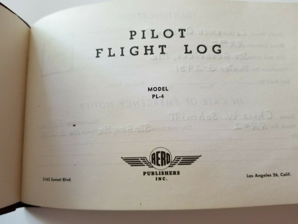 1958 FLIGHT LOG Reno Area