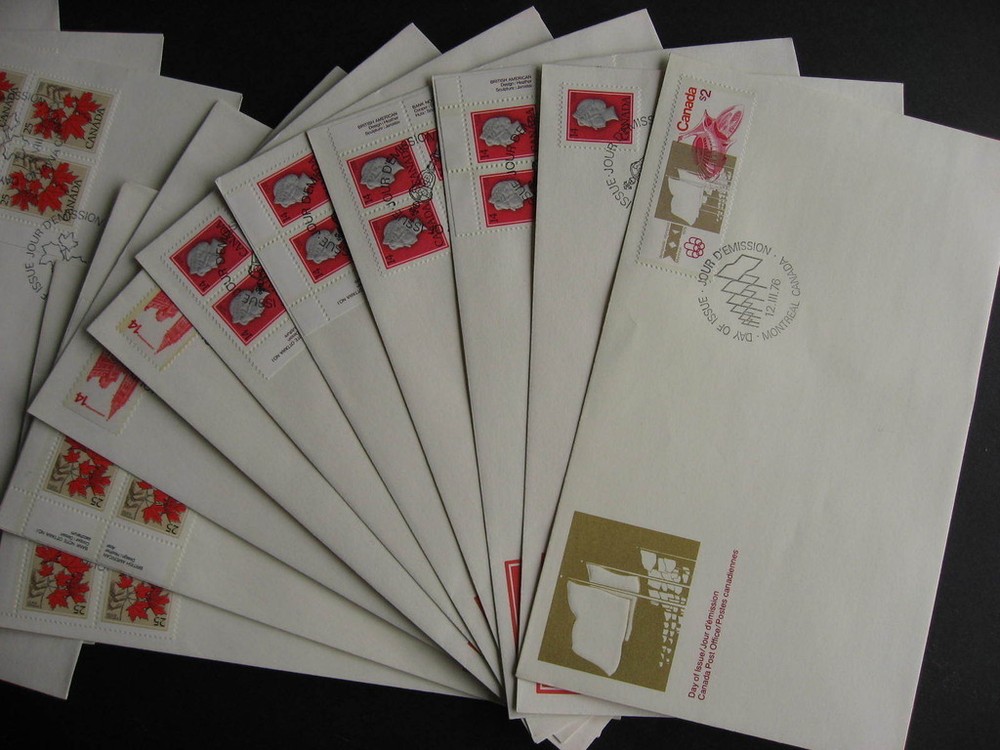 CANADA 50 different 1970s FDC (first day covers) Blocks, MS Plate Blocks, HV etc