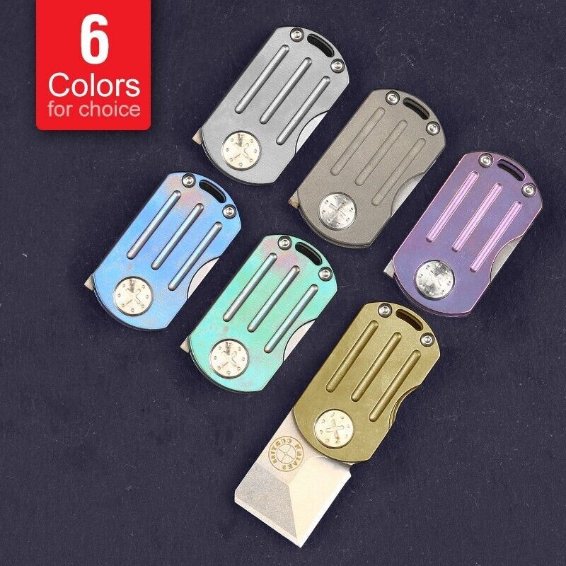 Mini Small Edc Office Pocket Folding D2 Steel Blade Knife Titanium Handle Tools