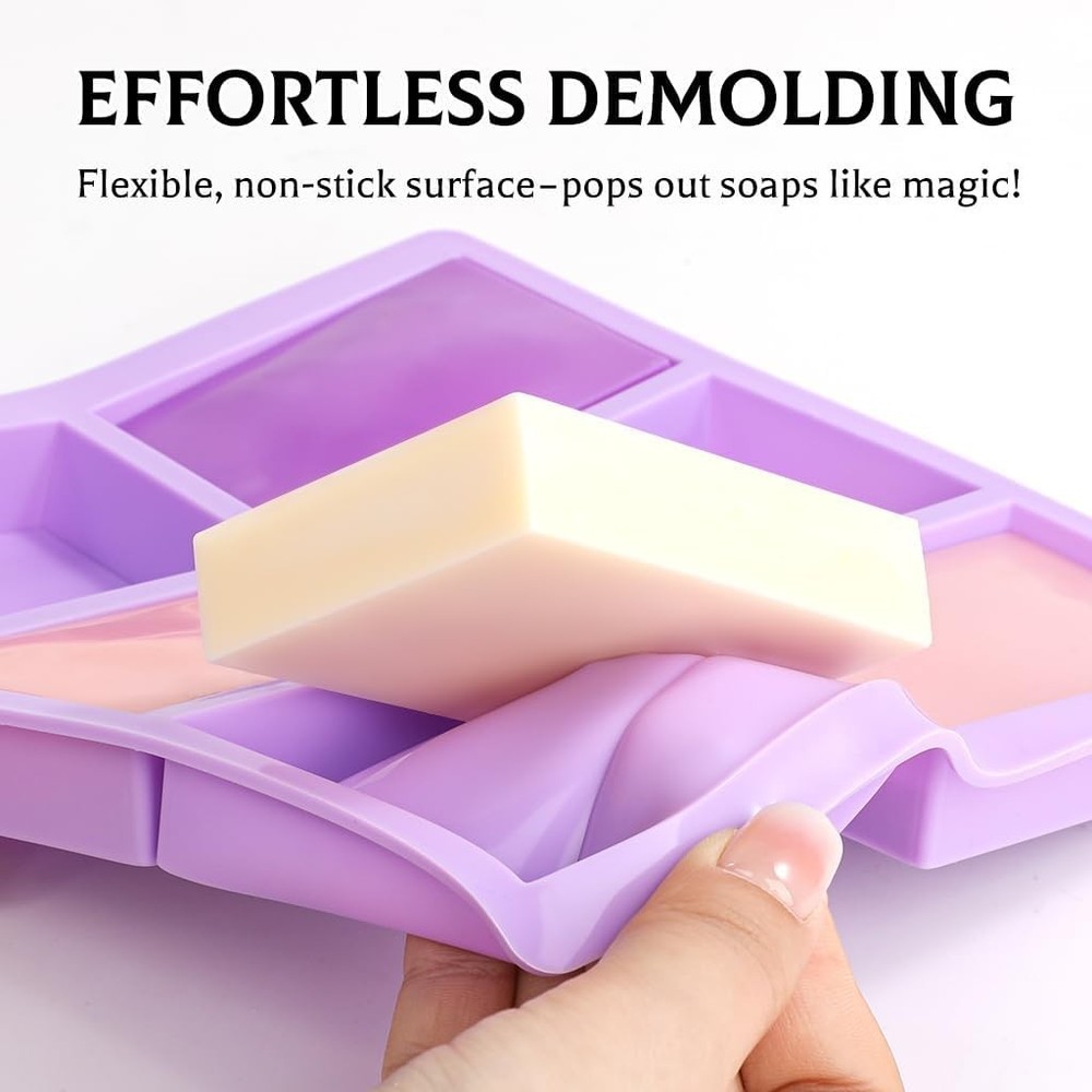 3-Pack Silicone Soap Molds - Rectangle 6 Cavity Design for Creative Crafts