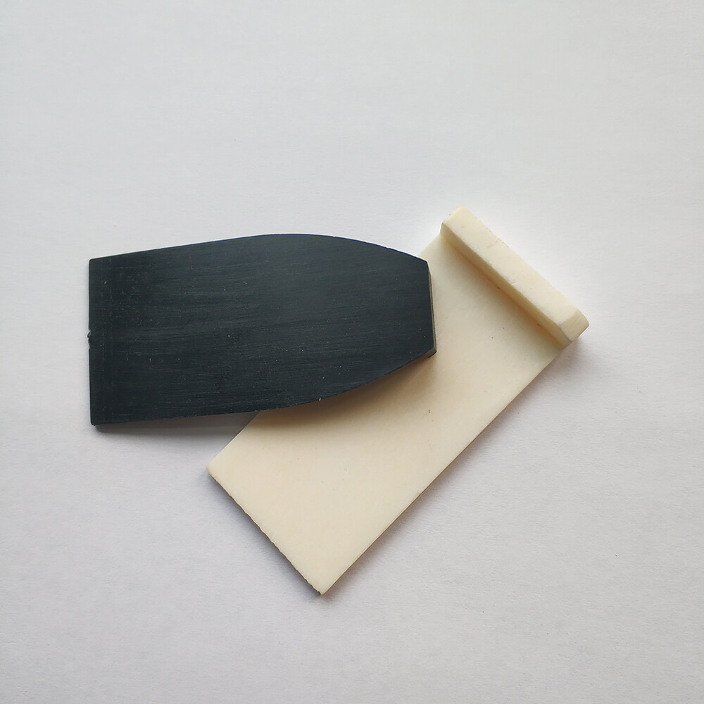 1 Set Double Upright Bass Bow Tip Material White Bone Tip + Black Plastic Tip