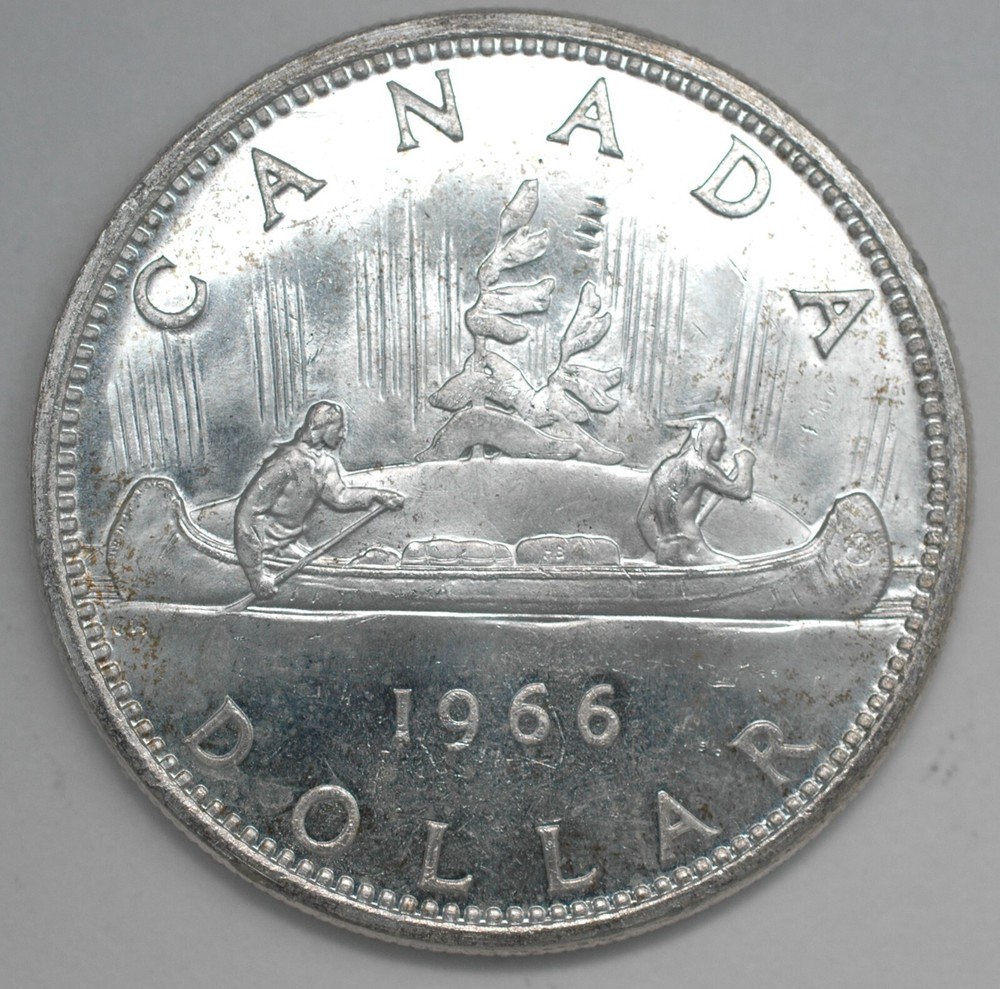 1966 Canada 80% Silver Dollar BU from original roll Uncirculated coin