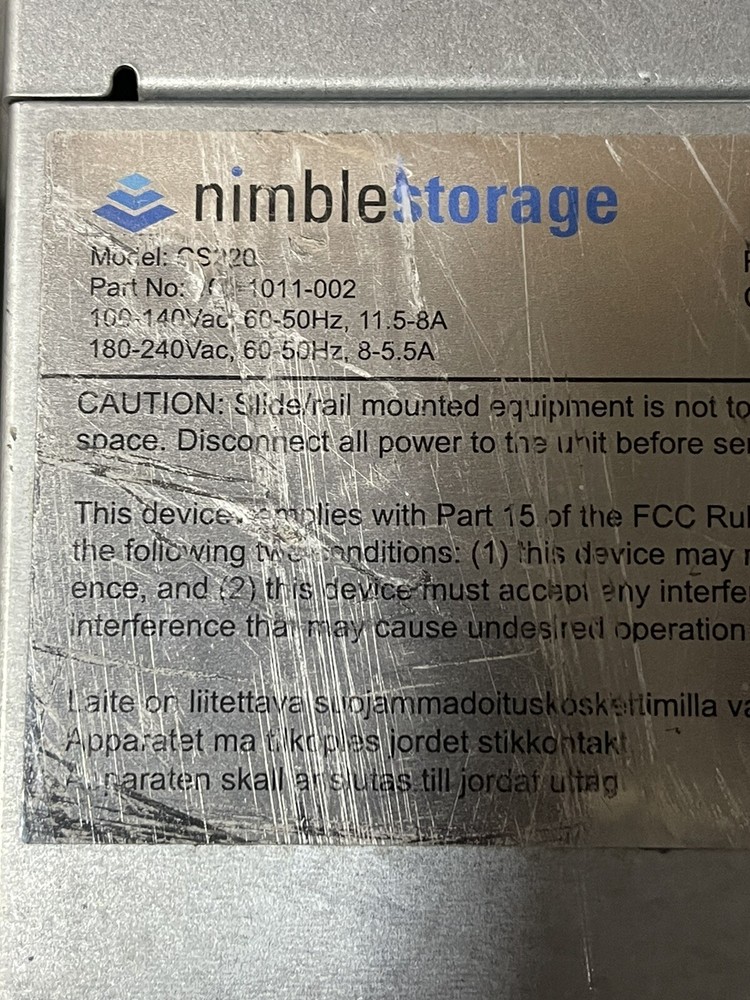 NIMBLE STORAGE CS220 SAN STORAGE ARRAY BAREBONE NIM-CS220-002-3