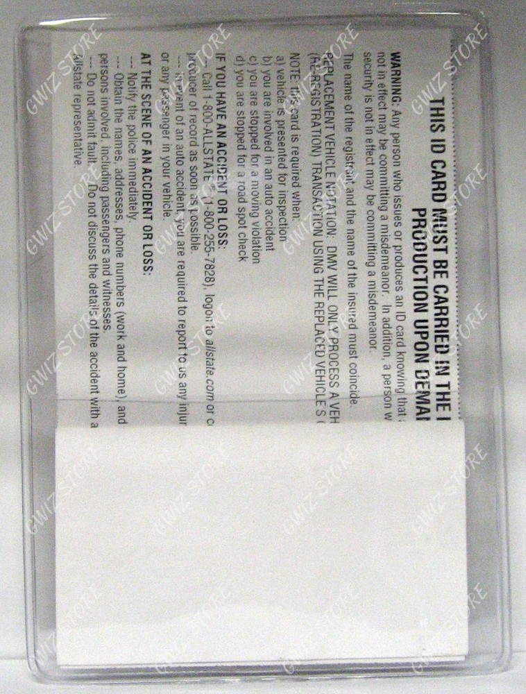 Auto Insurance Registration ID Card Holders Clear-Plastic Front Double Pocket