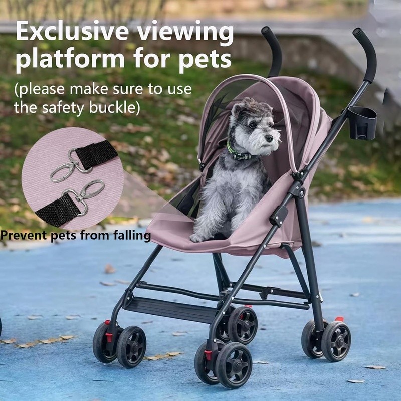 Durable Cat Stroller W/ 180° Panoramic Window Small Pets Easy Foldable New