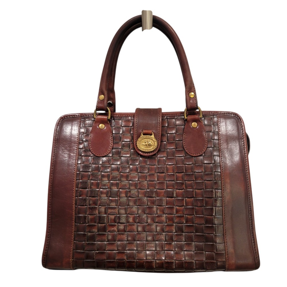 Brahmin Women's Medium Cognac Leather Satchel Bag Pre-owned