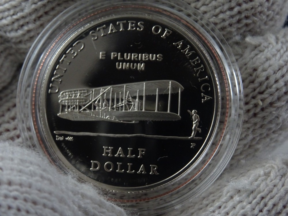 2003 First Flight Silver Dollar Proof Coin & Liberty Wright Monument Half Dollar