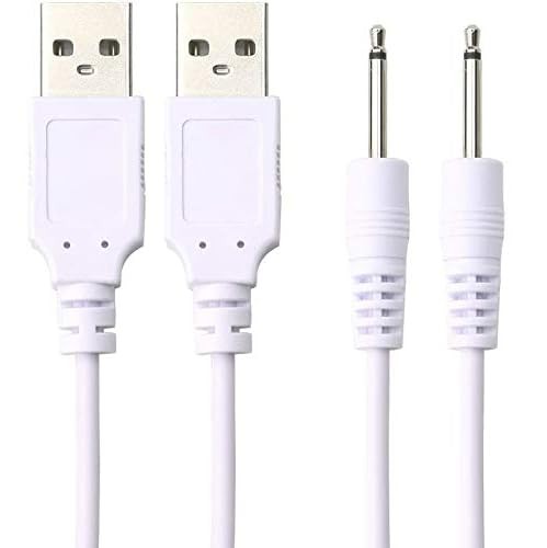 2 Pack 2.5mm Massager Charger Replacement DC Charging Cable Set White