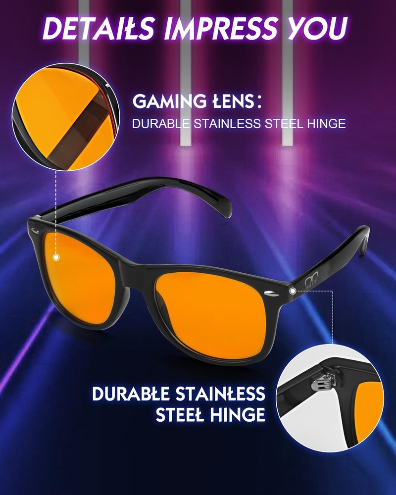 HMTIY Blue Light Blocking Glasses For Gaming - Premium Computer Medium, Black