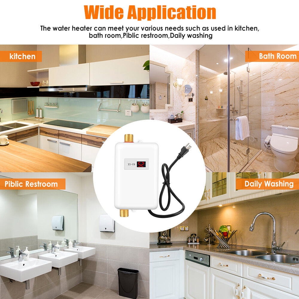 Electric Hot Water Heater Tankless Quick Instant Hot Water Heater 3000W 110V US