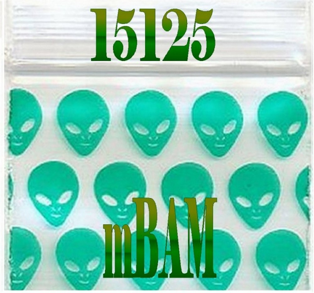 100 PACK GREEN ALIENS SOLID 2010 Apple Zip Baggies 2.0X1.0" Mini POLYBAGS