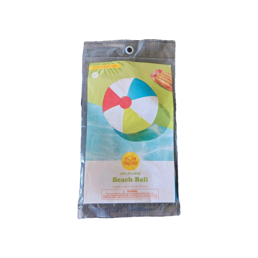 Sun Squad 14" Diameter Inflatable Beach Ball Multicolor Ages 2+