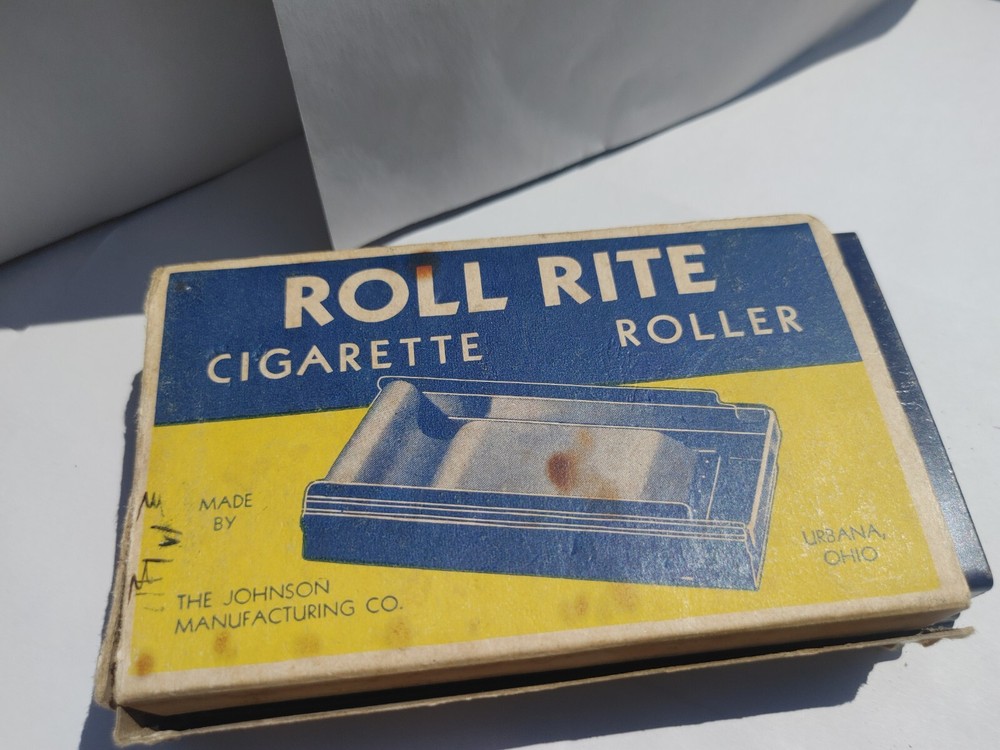 Roll Rite Cigarette Roller W. Box Antique DEPRESSION ERA Johnson Manufacturing