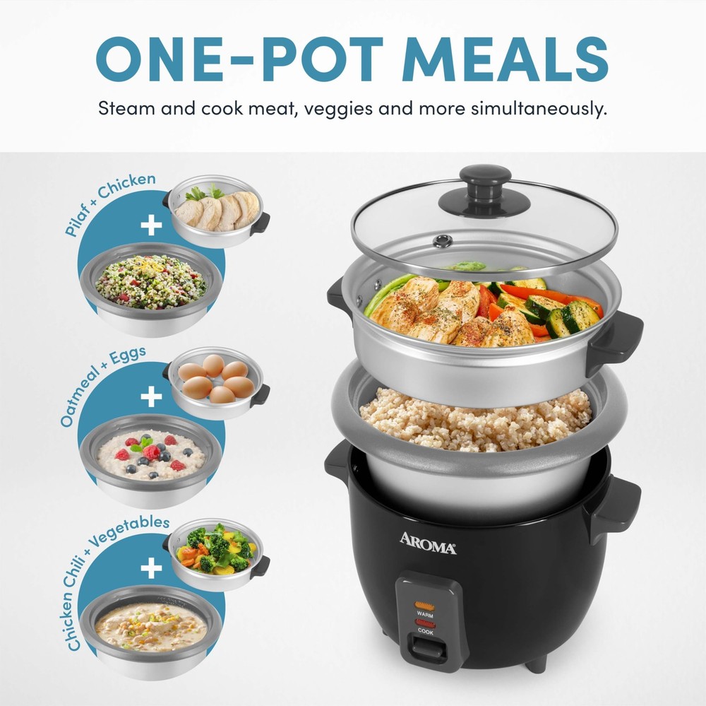 Rice Cooker Steamer 6 Cup Multicooker Compact Kitchen Cooker