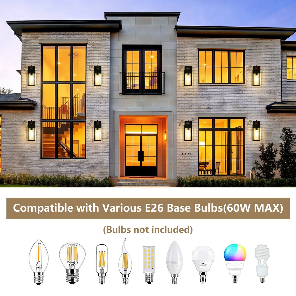 IP65 Waterproof Outdoor Motion Sensor Wall Light - Hardwired E26 Modern Metal