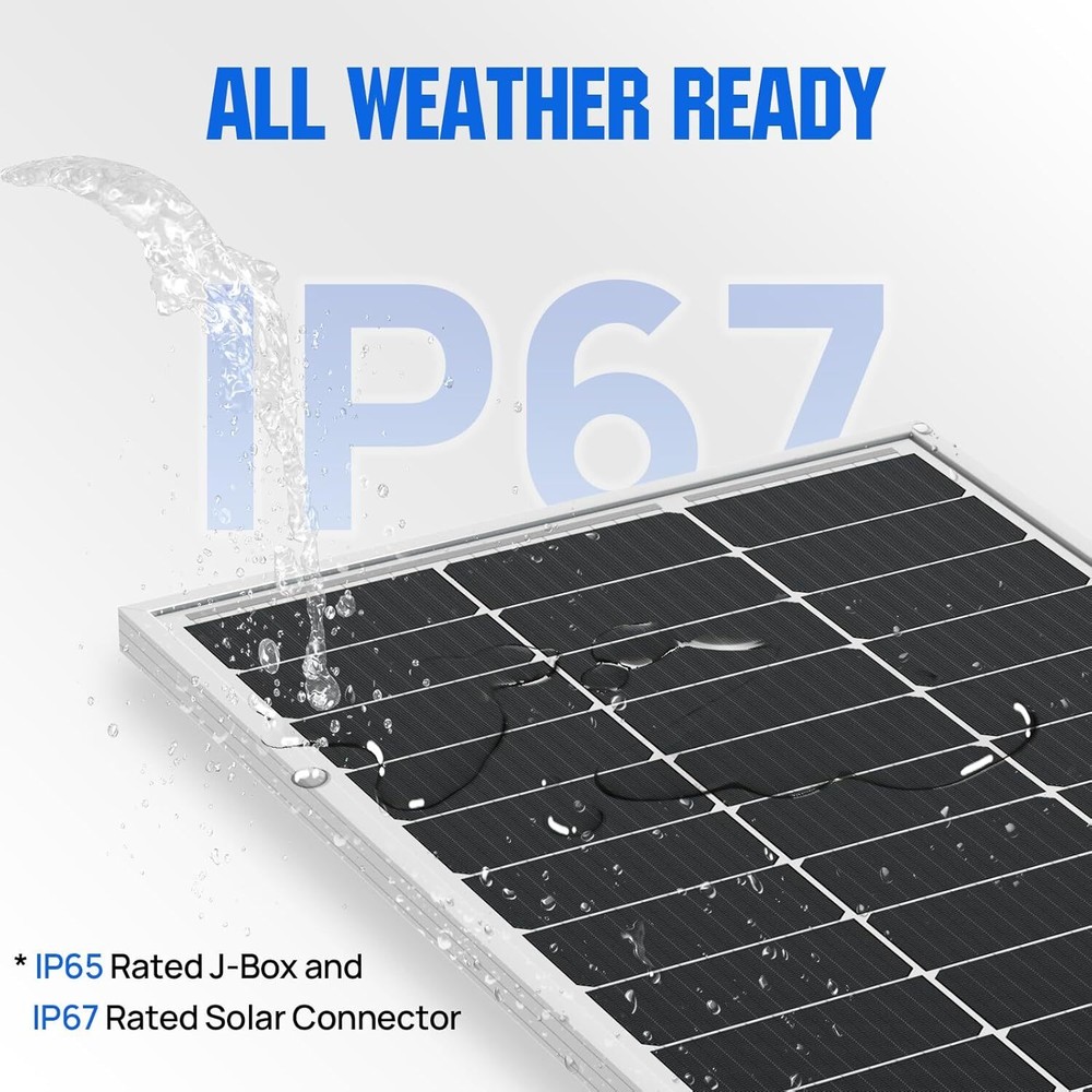 ECO-WORTHY 100 Watt Solar Panel 12 Volt Monocrystalline Solar Panel waterproof