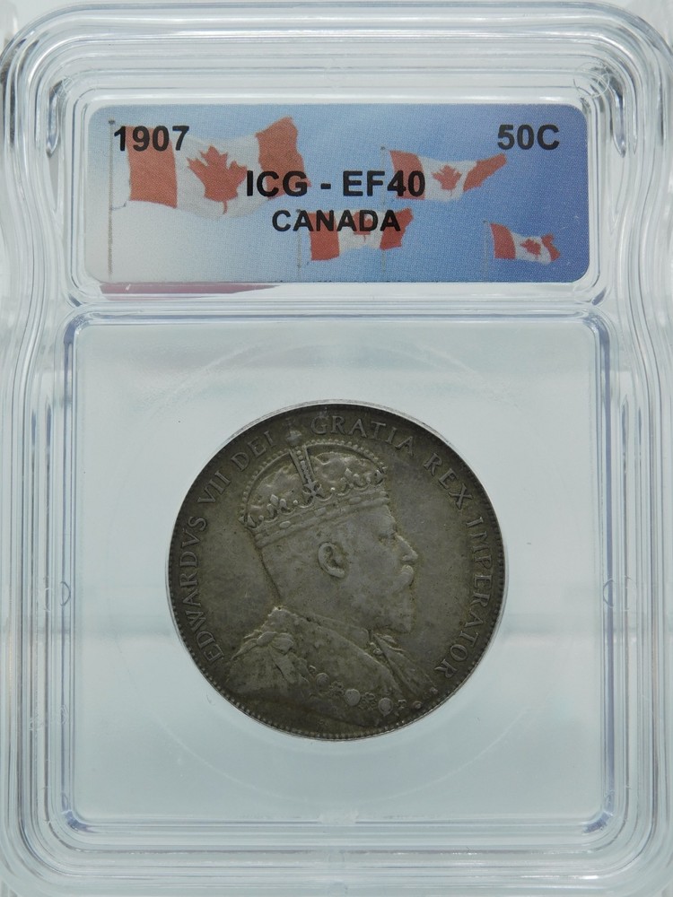1907 GRADED CANADA 50 CENT ~ ICG EF40 (BT1127)
