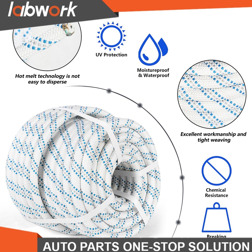 Labwork Pulling Rigging Line 5/8"×150' Double Braid Polyester Arborist Bull Rope