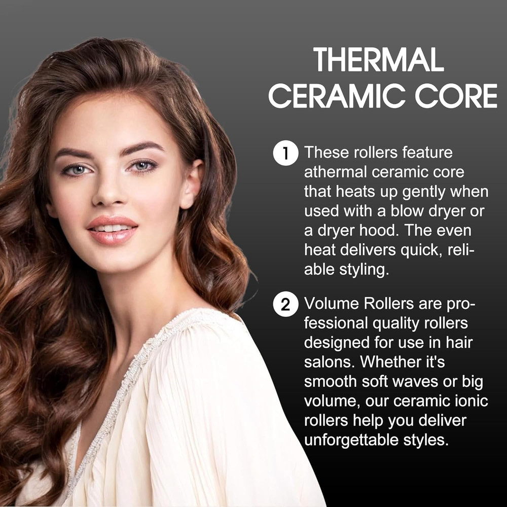 HYOUJIN 18Pc Self-Grip Ceramic Ionic Thermal Rollers Set for Salon-Quality