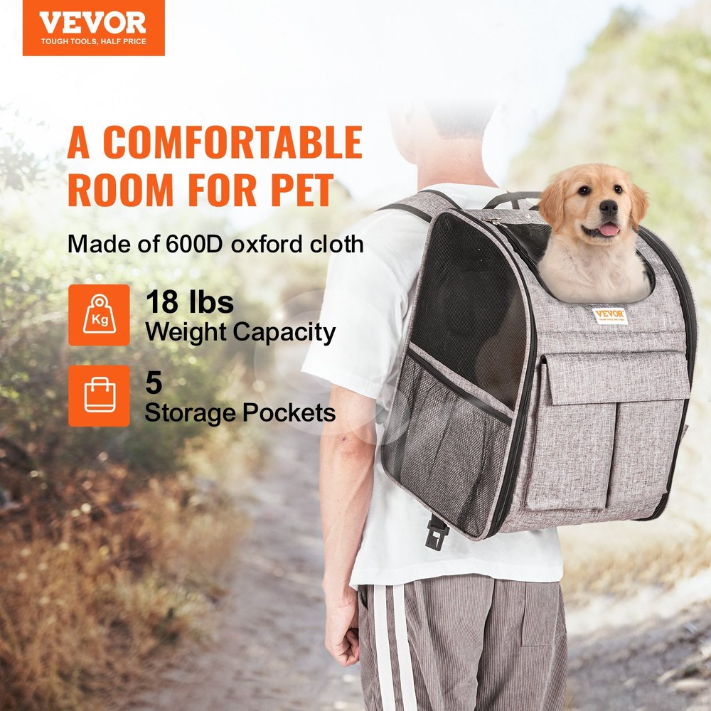 Rolling Pet Carrier Backpack with Removable Wheels for Under 18LBS, Large Soft S