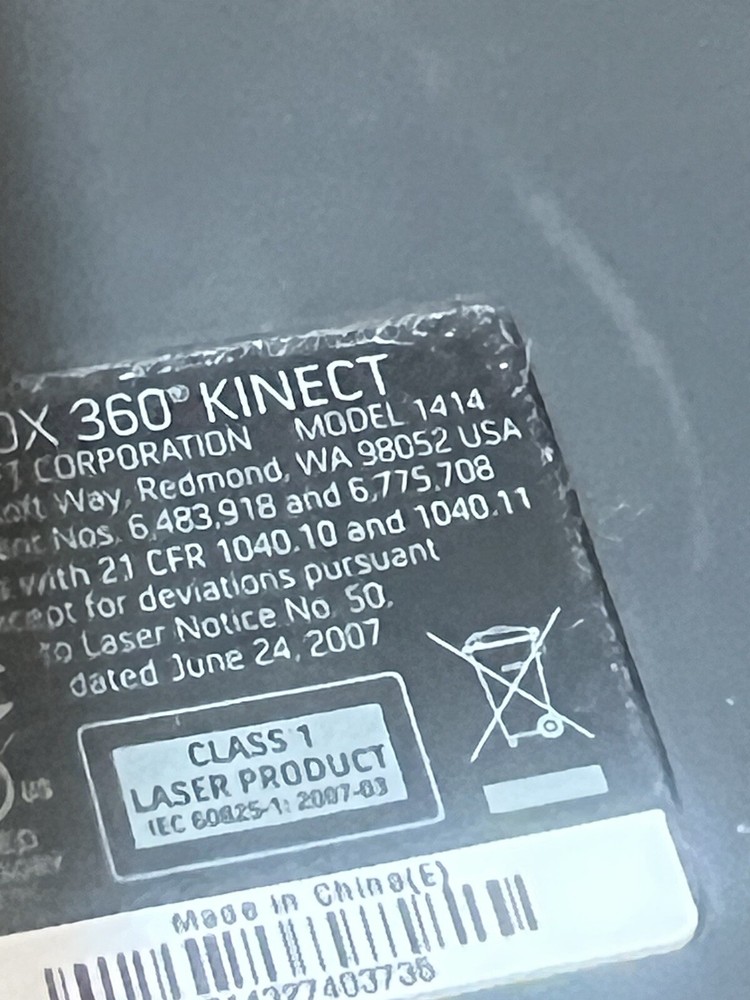 Genuine Microsoft XBOX 360 Kinect Sensor Bar Model 1414 Black NO Power Adapter