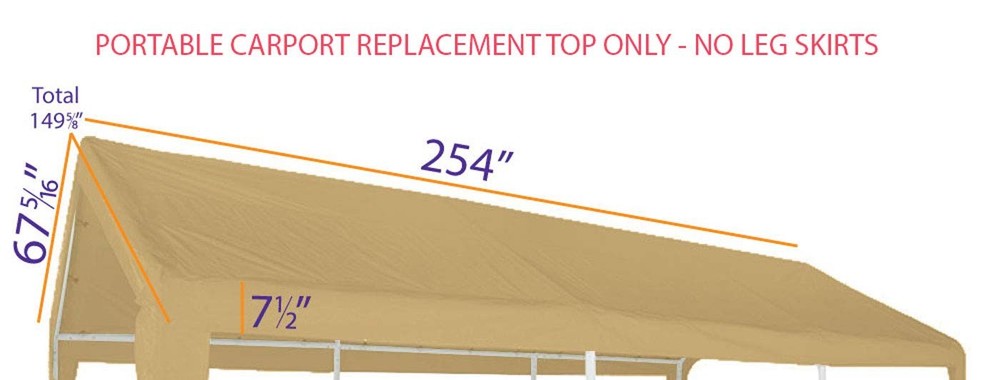 Replacement Top for 10X20 Carport Canopy, Tan - Top Only