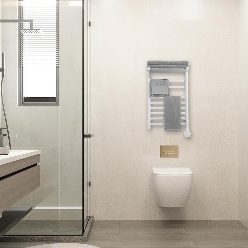 Wall Mounted Heated Towel Warmer Rack Touch Screen Timer Dry Wet Separation New
