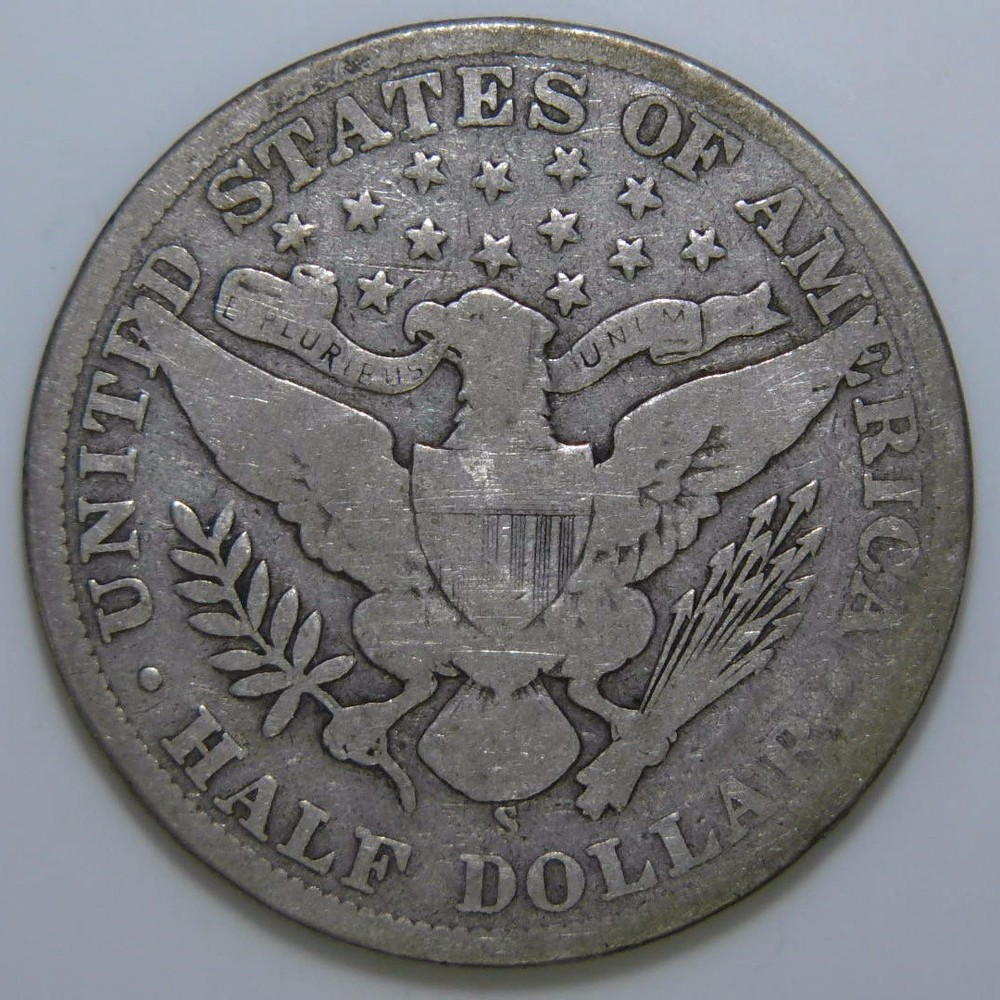 1908-S Barber Half Dollar 50c k471
