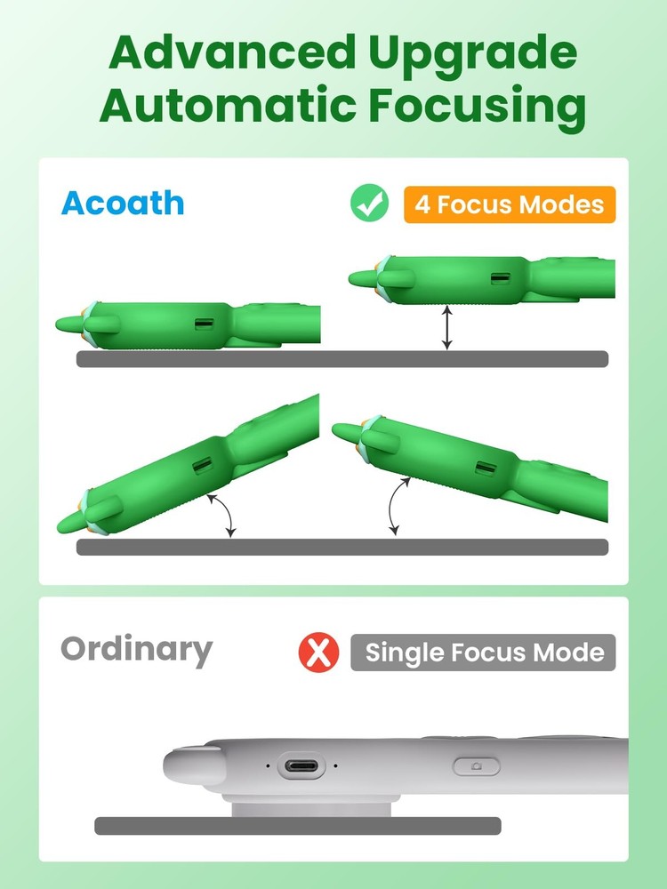 Acoath Microscope for Kids, Auto-Focus Handheld Digital Microscopes Green