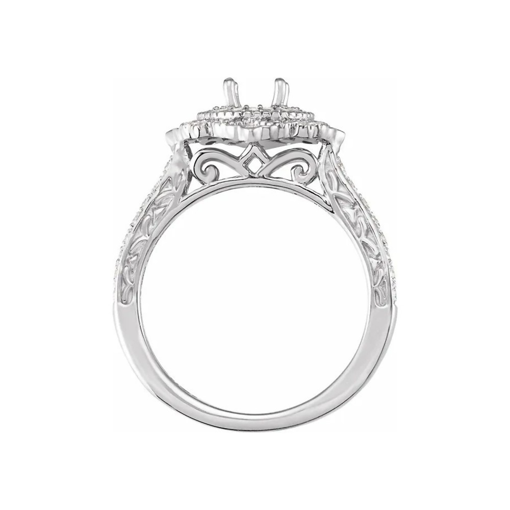 Semi Mount Women Ring Setting 8mm Round Stone Blank Setting Cluster Ring Silver