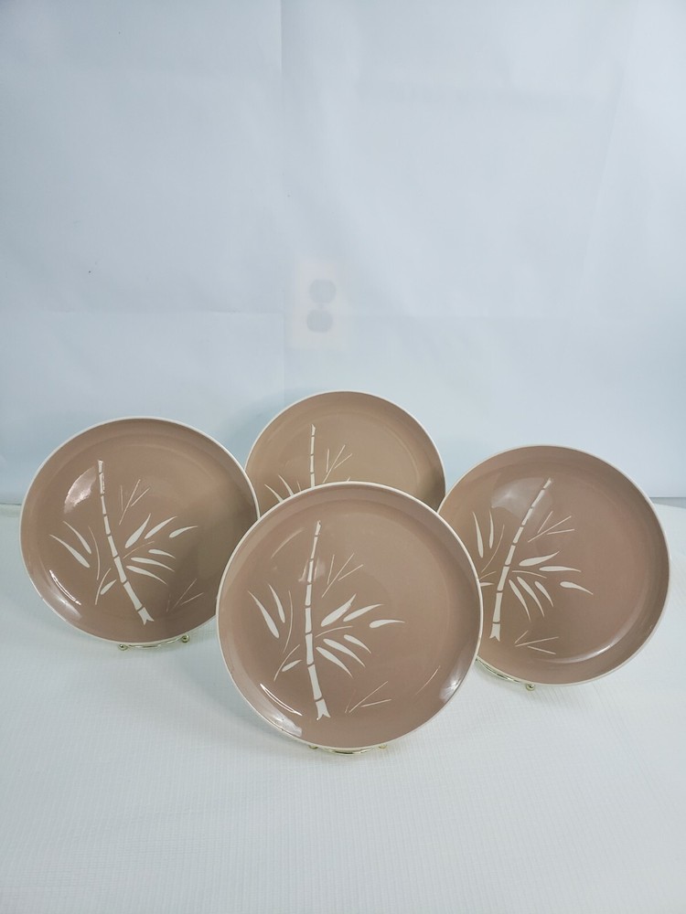 8 Piece Harkerware Bamboo Dinnerware Ceramic Dinner Plates 10" Saucer Plate 6.5"