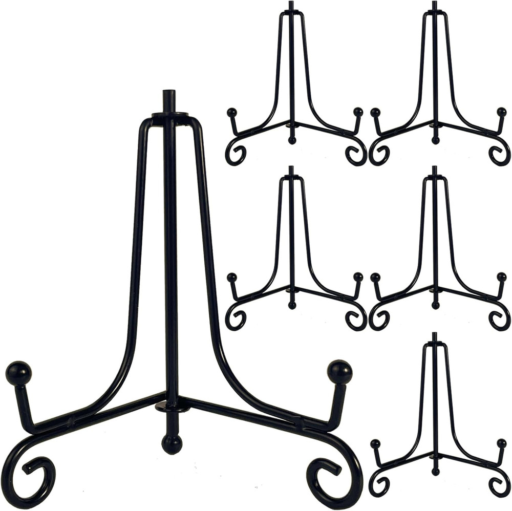 6PCS Premium Black Iron Plate Stands for Display 4 Inch, Decorative Solid Metal