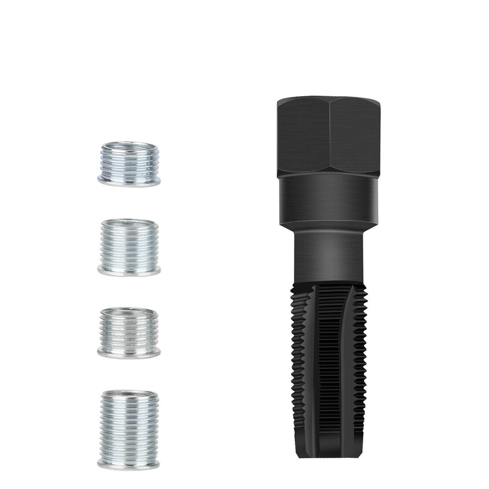 M14 x1.25 Spark Plug Rethread Thread Repair Kit Reamer Tap with 4 Inserts E