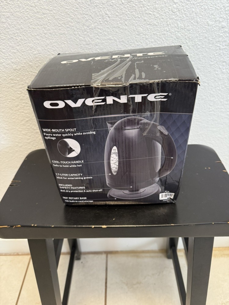 Ovente Electric Kettle 1.7 Liters 1100-watts KP72B 360 Rotating Base NIB