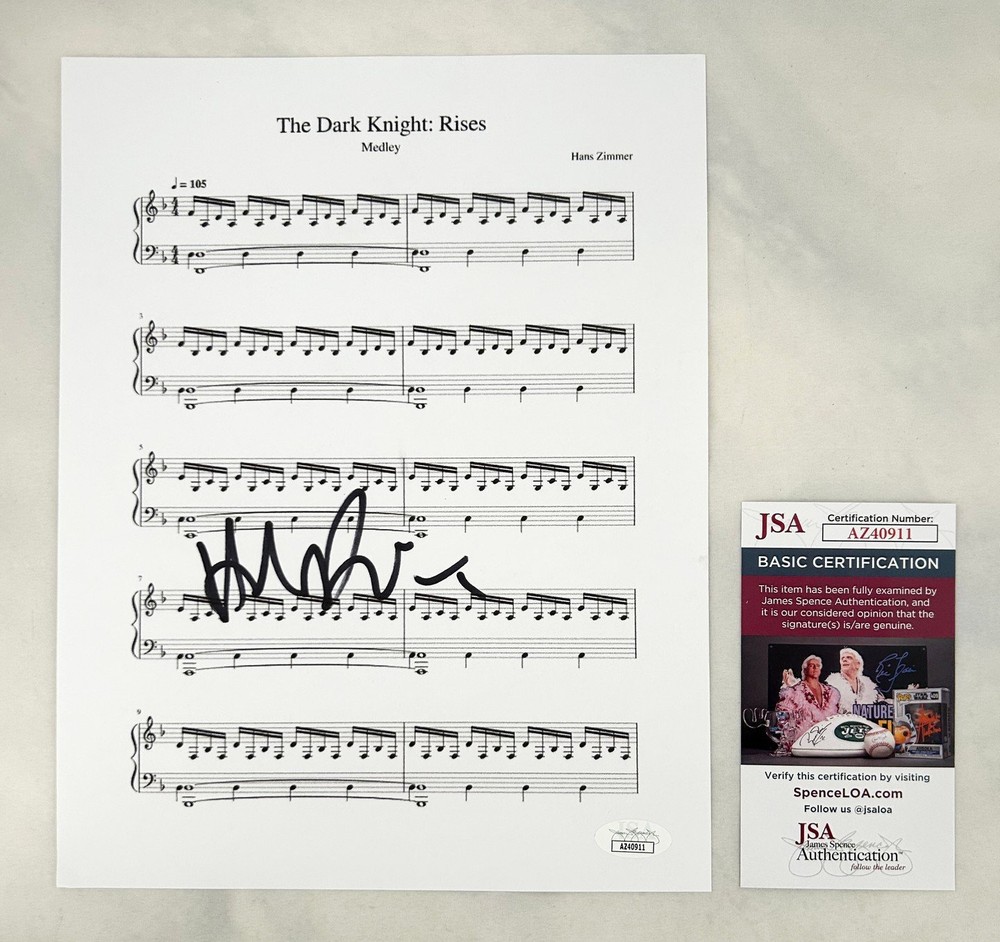Hans Zimmer Signed Music Sheet JSA COA